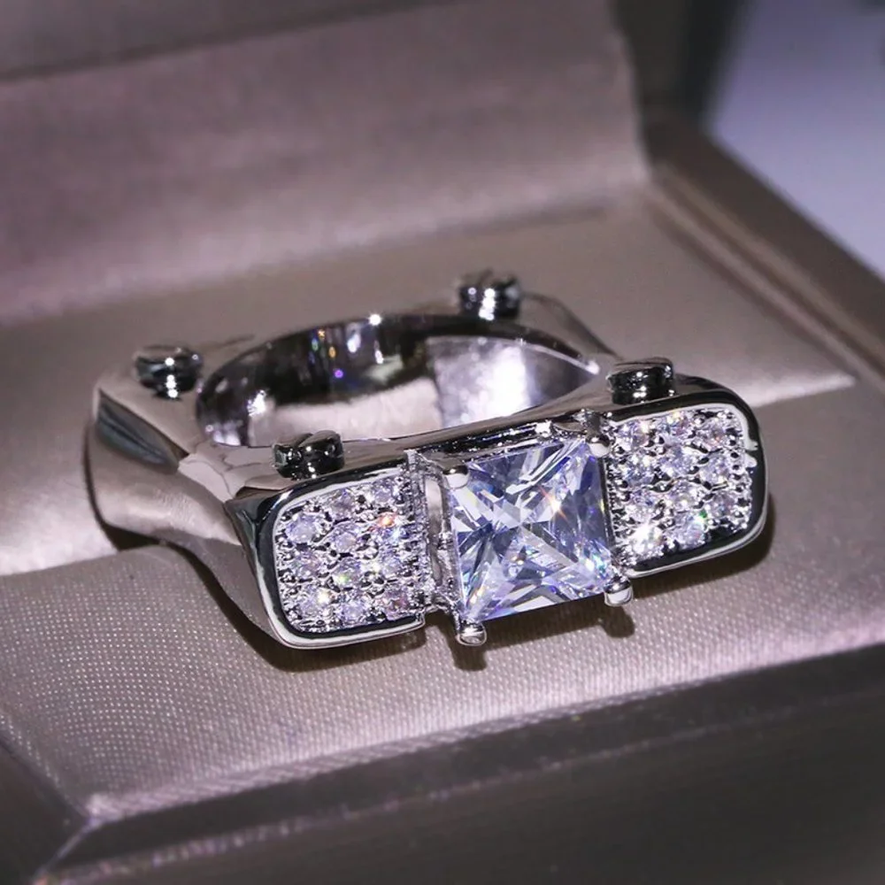 ✨ Punk Refine Cubic Princess Zircon Diamond Filled Ring for Women/Man, PD385